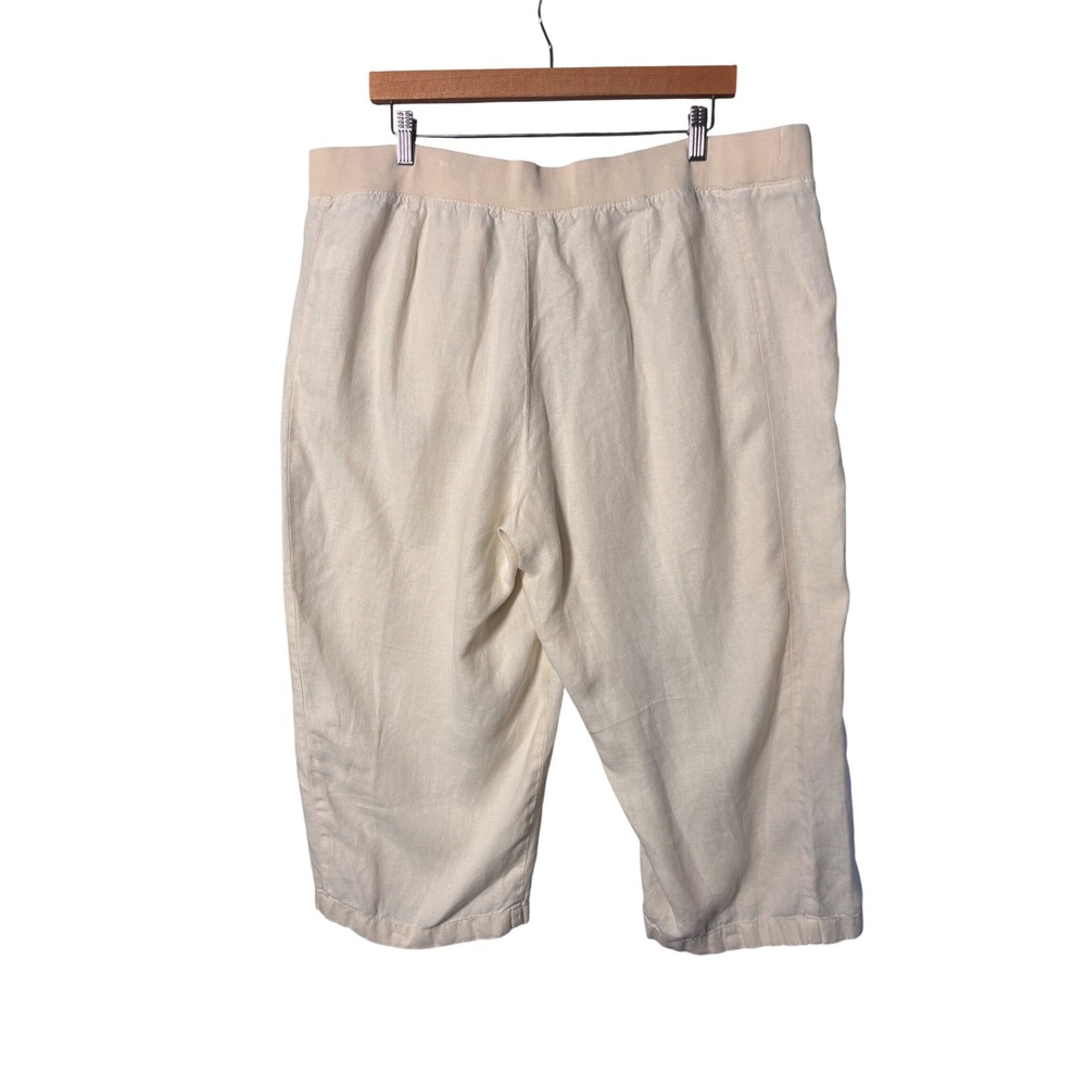 J. Jill Pants XL Petite Cream 100% Linen Wide Leg Crop Coastal Grandma Resort - Picture 2 of 7